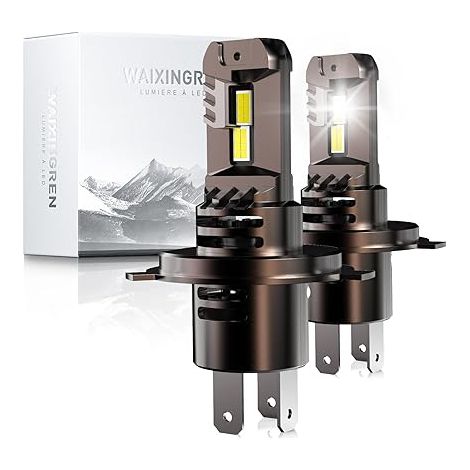 Ampoule H4 LED Voiture 6500K Lumière Blanche, Remplacement pour Halogènes, 1:1 Taille Halogène, Plug and Play, H4/HB2 (1/5)