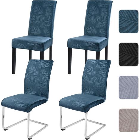Stuhlhussen 4er Set Grün Blattmuster Universal Stretch für Esszimmerstühle (1/5)