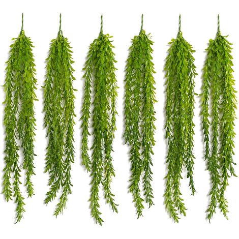 Pack of 6 x 80cm Artificial Trailing Fern Style Hanging Plant Faux Greenery Vine (1/5)