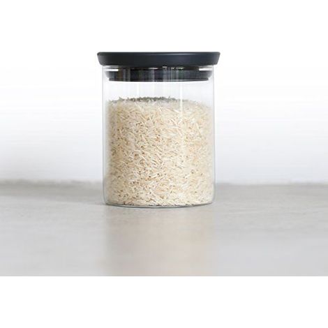 Frasco apilable de vidrio 0,6 L - Gris oscuro - Brabantia (1/3)