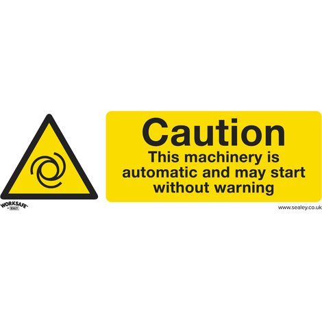 Sealey SS47P10 Worksafe Caution Automatic Machinery Safety Sign, Rigid Plastic - Pack of 10