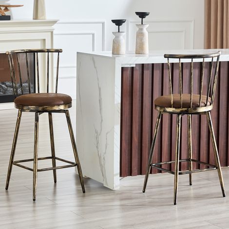 Tabouret de bar industriel en acier, style Windsor, assise capitonnée, parfait pour îlot central, comptoir, pub ou brasserie chaise haute vintage et épurée, hauteur bar, usage pro et maison (1/5)