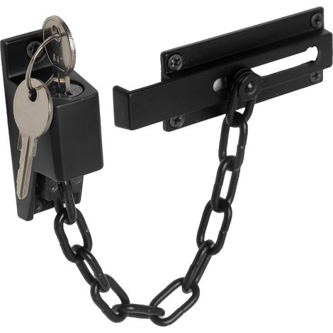 1 - Chaîne De Sécurité - Serrure De Porte - Mécanisme Déverrouillage Clé Extérieure - Pour Portes Bois Composite PVC - Laiton Poli (1/5)