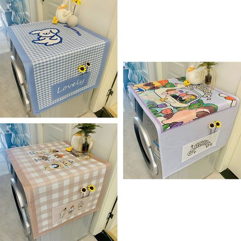 Kühlschrank-Staubschutzhülle im Cartoon-Stil, leuchtende Farben, weiches Baumwoll-Leinen-Gemisch, Waschmaschinenabdeckung für Zuhause, Büro, Küche, Hundemotiv, 60 cm breit und 141 cm lang (1/5)