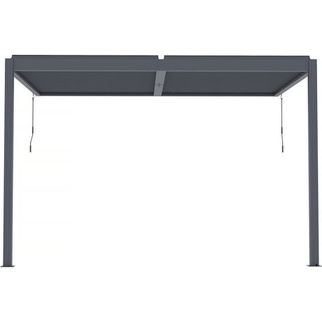 Pérgola bioclimática adosada "Windsor" con led - 3 x 4 m - Antracita (1/4)
