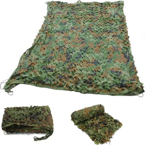 Filet de camouflage militaire en tissu Oxford 210D, 3 m x 3 m, pour camping, usage militaire, tir, protection solaire (3 m x 3 m) (1/5)
