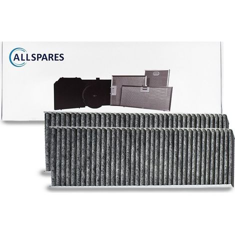 Filtro a carbone AllSpares (2 pezzi) adatto per piani cottura BAKFS (senza funzione antiodore di pesce), Bora Basic e GP4 (338x123x42mm)