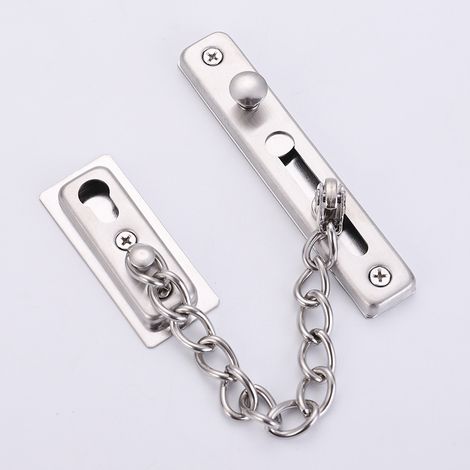 Chaîne de sécurité argentée pour porte antivol, verrou de porte en acier inoxydable, loquet pour porte coulissante, porte en bois, fenêtre.