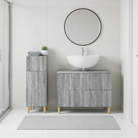 vidaXL 2 Piece Bathroom Cabinet Set DELFT Grey Sonoma Engineered Wood (1/5)