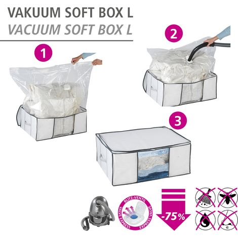 WENKO Vakuum Soft Box L, Weiß, Polypropylen weiß, Polyethylen transparent, Polyamid