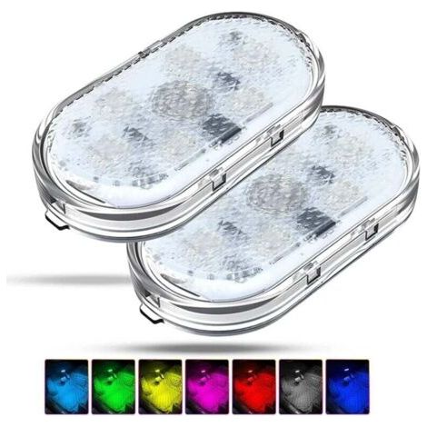 2Pcs RGB Éclairage d'ambiance Intérieur de Voiture,Interrupteur Tactile Lampe,LED, Multicolore avec et Port USB (1/4)