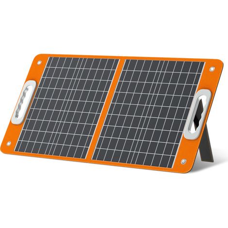 Flashfish 18V/60W Portable Solar Panel, Foldable DC Output, Suitable for Flashfish Portable Power Station for Mobile Phone/Tablet/Computer/Camping/RV/Travel, Orange, 60W (1/5)