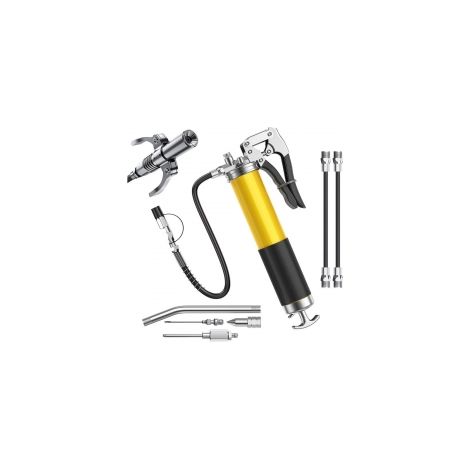 Ortviai – Einhand-Fettpresse 8000 PSI, 8-teilig – Federschlauch, 2 Standardschläuche, Rohr, Spitze und Fettnadel – kompatibel mit gängigen Schmiernippeln (1/5)