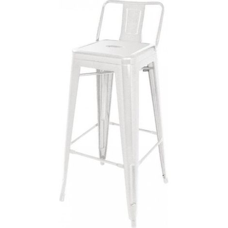 Lot de 4 tabourets hauts de bistro en acier galvanisé blanc