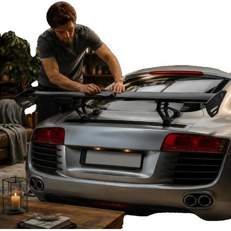 Spoiler para coche, ligero, ajustable, de aluminio, de ajuste universal, color negro. (1/2)