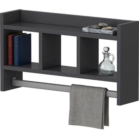 Mensola Cortale, 4 Ripiani, Sfumatura Colore Struttura Antracite, 64x15x35h cm Nero Antracite