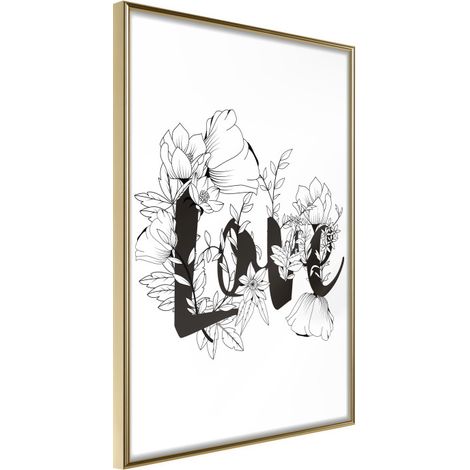 Affiche Murale Encadrée "Blossoming Love" 40 x 60 cm Or (1/2)