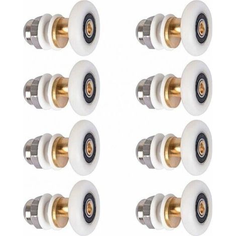 8 Pieces Shower Door Roller, Sliding Door Rollers Shower Cabin Door Pulleys Replacement Wheel for Roller with Wheel Diameter 25mm (1/5)