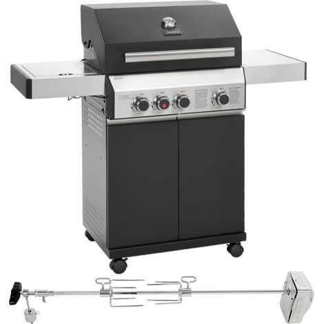 TAINO BLACK 3+1 + Drehspieß-Set Gasgrill mit Seitenbrenner Gasgrill 3 Brenner Matt Schwarz (1/5)