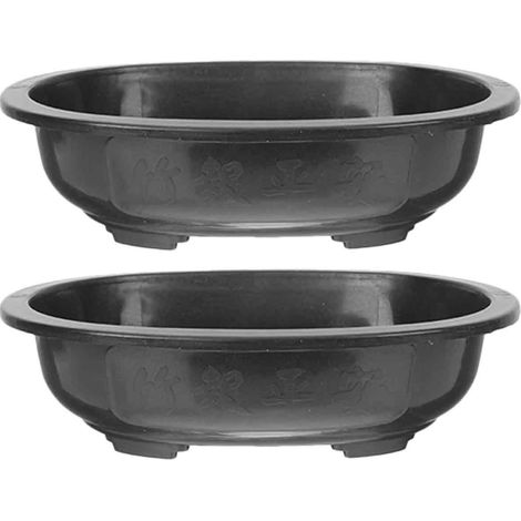 Lot de 2 pots de culture ovales pour bonsaï, idéaux pour le jardinage et la formation de plantes. (1/5)