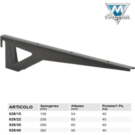 MENSOLA NERA ART.628 PER CREMAGLIERA ART.620  LUNGHEZZA 15 CM