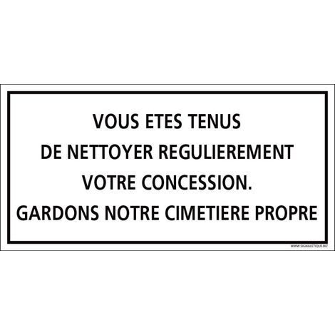 PLAQUE CONCESSION ABANDONNÉE CIMETIÈRE (G1610). Plastique PVC 1,5 mm .  - Plastique PVC 1,5 mm