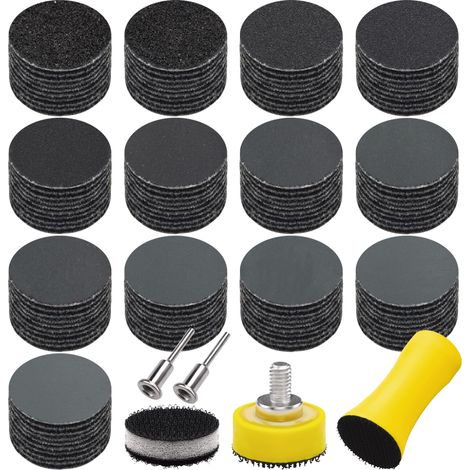 130 Pièces Disques de Ponçage 25mm Disques Abrasifs Ronds Grain 80-10000 Papier de Verre Sec à l'eau Feuilles Abrasives pour Métal Ponceuse Polissage Auto (1/5)