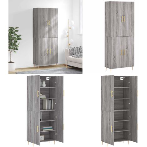 Credenza Grigio Sonoma 69,5x34x180 cm in Legno Multistrato - Credenza grigio sonoma - Credenza moderna