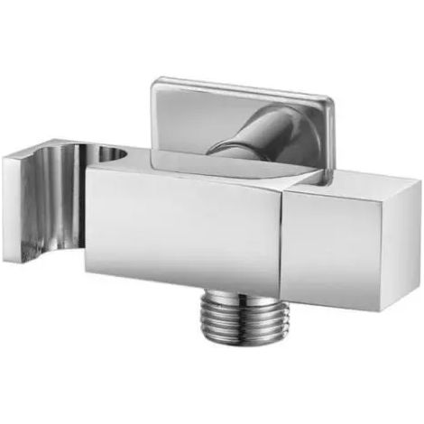Presa acqua quadra a parete con supporto per doccetta e rubinetto arresto in ottone cromato 1/2" AMBRA WATER