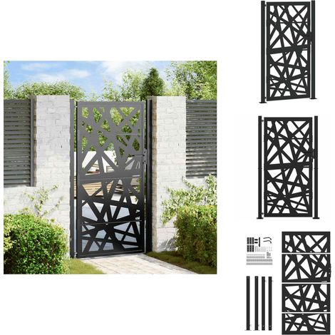 Portail de jardin noir 105x180 cm acier conception de lumière - Porte De Jardin - Portes De Jardin - Porte De Clôture - Porte De Sécurité
