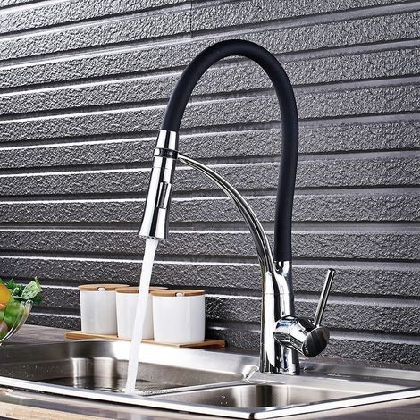 Rubinetto da cucina, miscelatore restibile Design moderno e girevole a 360° Cromato (1/5)