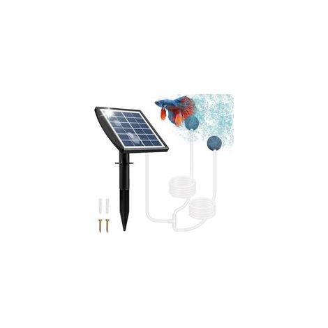 Pompe Solaire pour Bassin, 2W Pompe Bassin Solaire avec Batterie 2200mAh, Pompe a Air Bassin avec Tube à Oxygène et 2 Pierre à Bulles d'air (1/4)