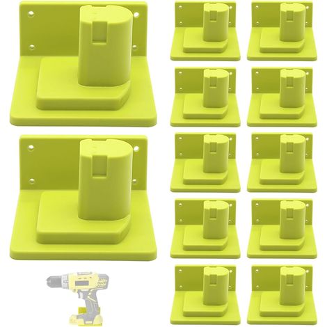 Set mit 12 Werkzeughalterungen aus Kunststoff, Akku-Dockingstation für Elektrowerkzeuge, kompatibel mit Ryobi 18V-Akkus, robust für Werkstatt/Garage