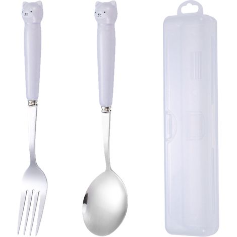 Couverts Enfants - Fourchette Et Cuillère - Étui De Rangement Inclus - Pour Repas Quotidiens École Voyage Camping - Lot De 2 (1/5)