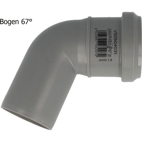 HT Bogen Ø 110 x 67°, mit einseitiger Steckmuffe und Gummidichtung