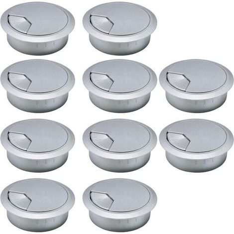 Passe-câbles de bureau, cache-câbles en plastique ABS, organiseurs de câbles réglables et amovibles – Lot de 10, 60 mm, argent (1/5)