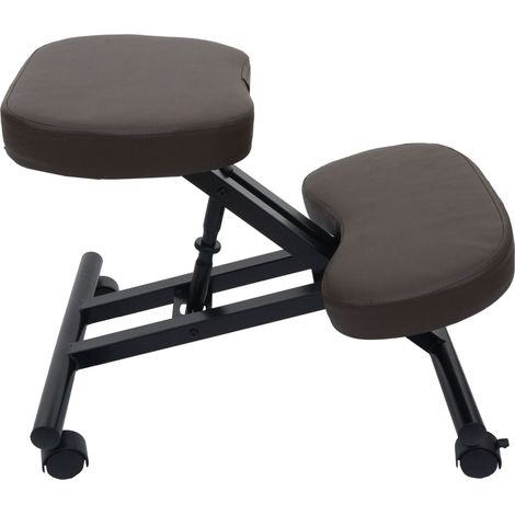 Tabouret à genoux HWC-E10, tabouret d'assise, réglable en hauteur, roulettes, similicuir, métal, cer (1/5)