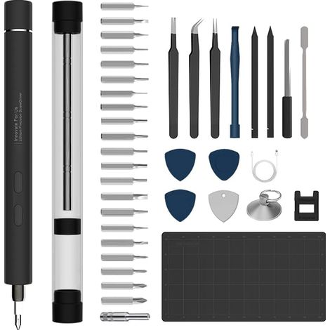 Destornillador eléctrico recargable mini USB 22 en 1, destornillador eléctrico de precisión inalámbrico con 3 luces LED, pequeñas herramientas de reparación para la mayoría de los dispositivos electró (1/5)