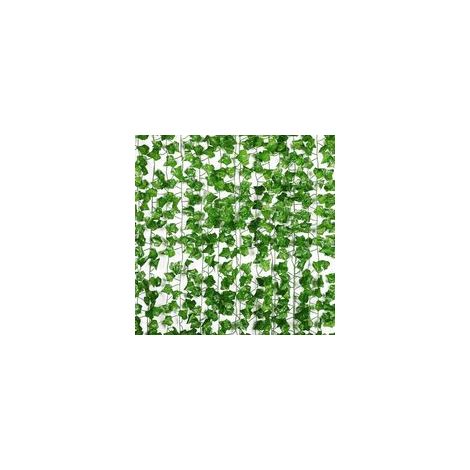 Guirlandes de Lierre Artificiel - Lot de 12, Longueur de 210cm - Vignes Faux Tombante Réalistes pour Décoration Chambre et Jardin Intérieure/Extérieure, Fausse Plantes en Plastique Vertes (1/5)