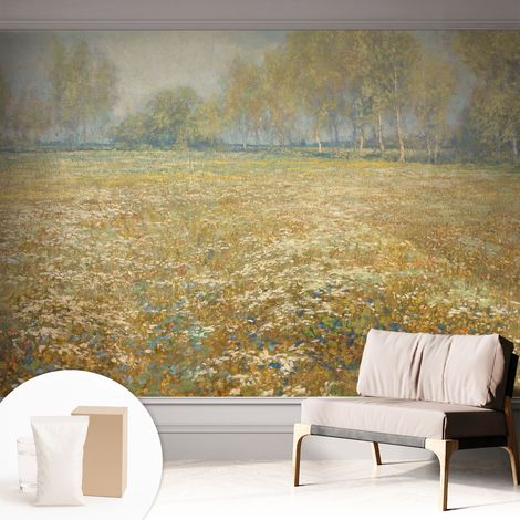 Tapete Tapete Vliestapete mit Kleber - Fototapete mit Motiv - Wandtapete modern - Wanddeko Blühendes Feld 312x219 cm (1/5)
