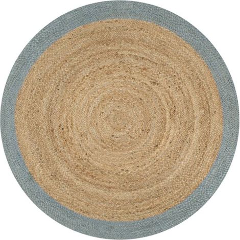 Tapis fait à la main, Tapis de salon,Tapis décoratif pour chambre Jute avec bord vert olive 90 cm MKS79598