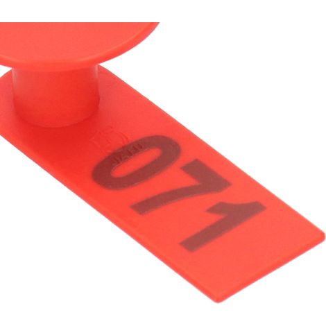 Etiquettes Numérotées pour Bouviers - Lot de 100 Étiquettes TPU + Cuivre Rouge pour Chèvres et Moutons (50x18mm) (1/5)