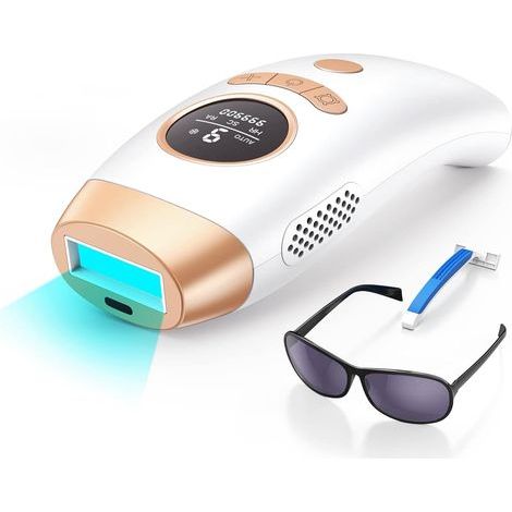 Appareil d'épilation à lumière pulsée (IPL) pour femmes et hommes, résultats indolores et durables, écran LCD, épilation laser à domicile pour les aisselles, le visage, les jambes et le maillot, blanc (1/5)
