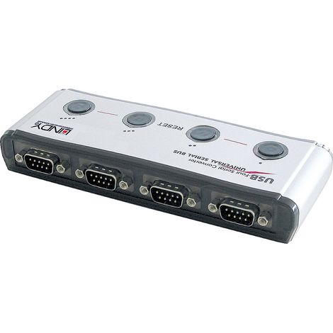 LINDY USB 1.1, Seriell Konverter [1x USB 1.1 Stecker A - 4x Seriell (9pol.)]