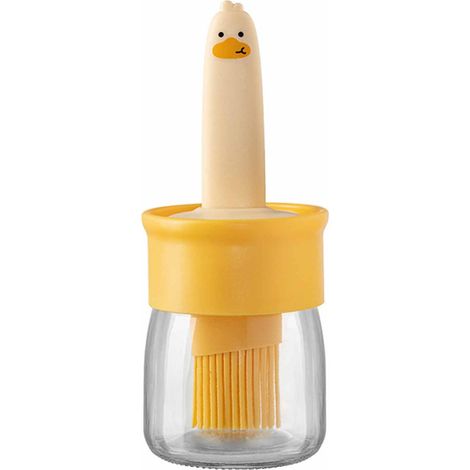 Bouteille d'huile avec brosse à badigeonner en Silicone, récipient distributeur pour la cuisine, cuisson, grillades, Orange. (1/5)