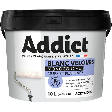 Wand- und Deckenfarbe Einzelschicht Acryl Veloursweiß 10l - Addict