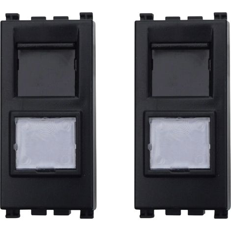gloca Set 2 Connettori RJ45 CAT6 Compatibili Arké (Nero) (1/4)
