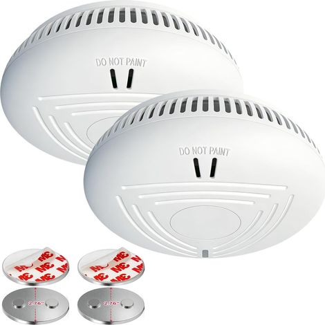 Detecteur de Fumée avec 10 Ans Pile– Installation Facile Alarme Incendie détecteur fumée sans Percage avec Support Magnétique, Idéal pour Maison, Appartement et Location (Lot de 2, Blanc) (1/5)