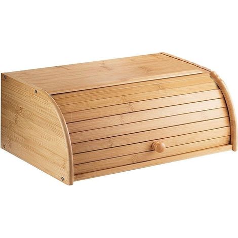 Relaxdays Boîte à Pain 16,5 x 40 x 27,5 cm cuisine en bois de Bambou avec Couvercle Coulissant, nature (1/5)