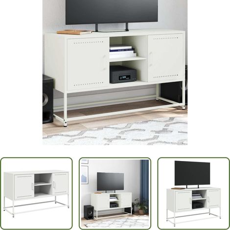 Stahl - TV-Schrank Weiß 100,5x39x60,5 cm Stahl (1/5)